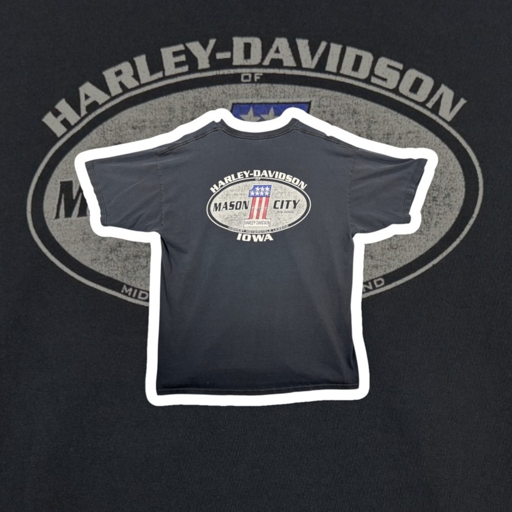 Harley-Davidson Mason City Iowa T-Shirt Mens XL Black Graphic Tee Midwest Legend
